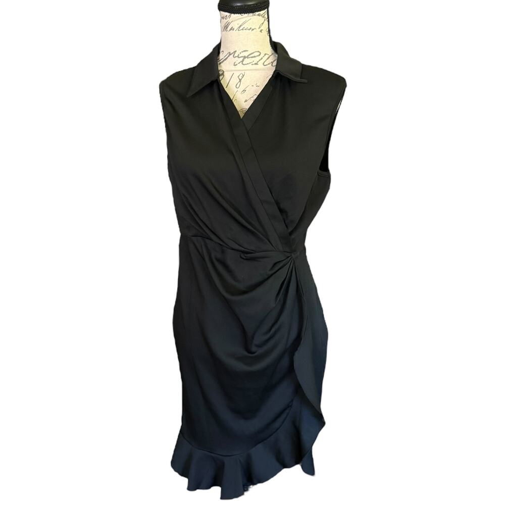Beachsissi Black Faux Wrap Sleeveless Dress Size Medium